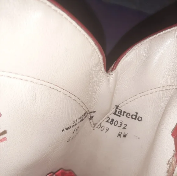 Laredo Red and White Leather Boots - Picture 8 of 13